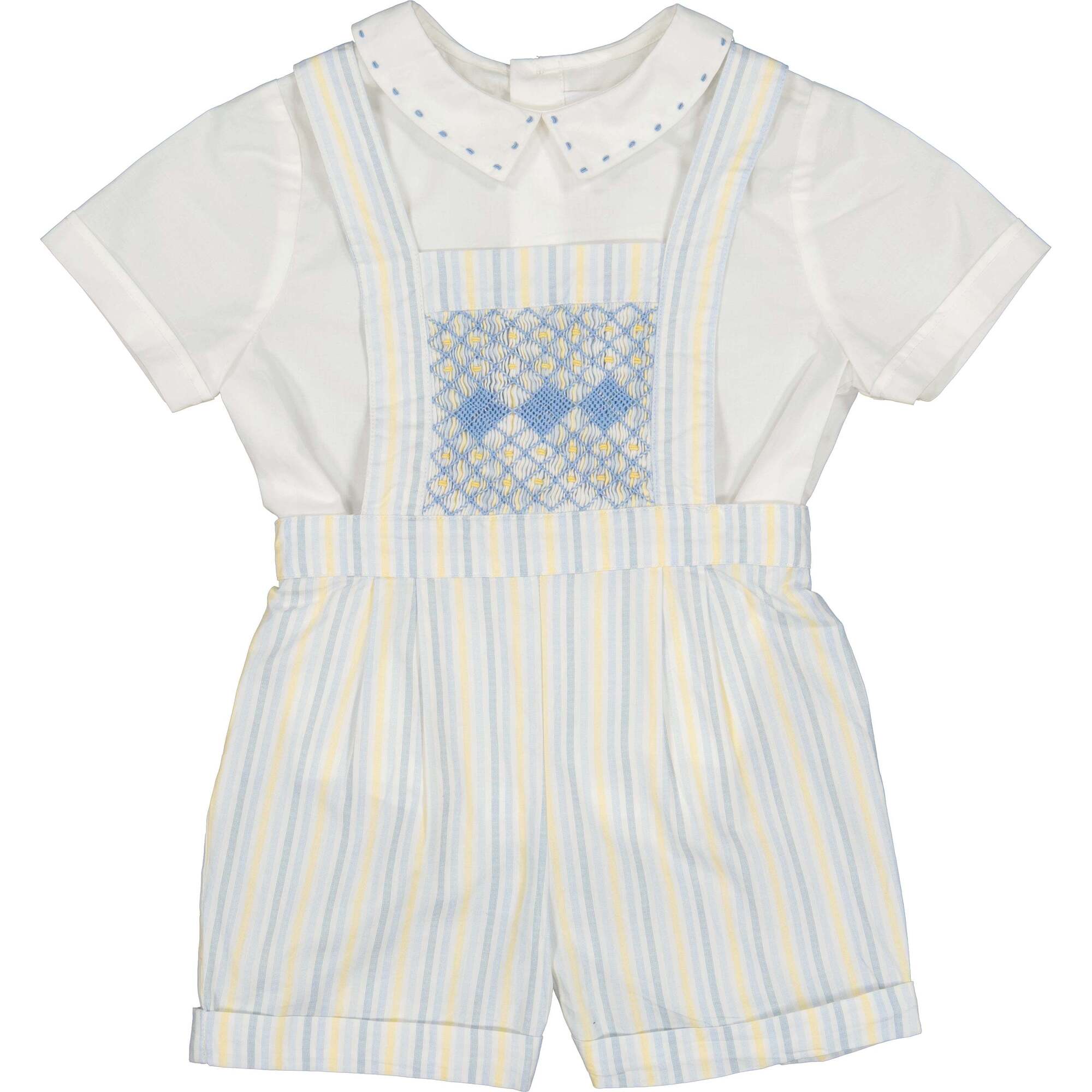 George Stripe Dungaree & Shirt, Blue - Mixed Apparel Set - 1