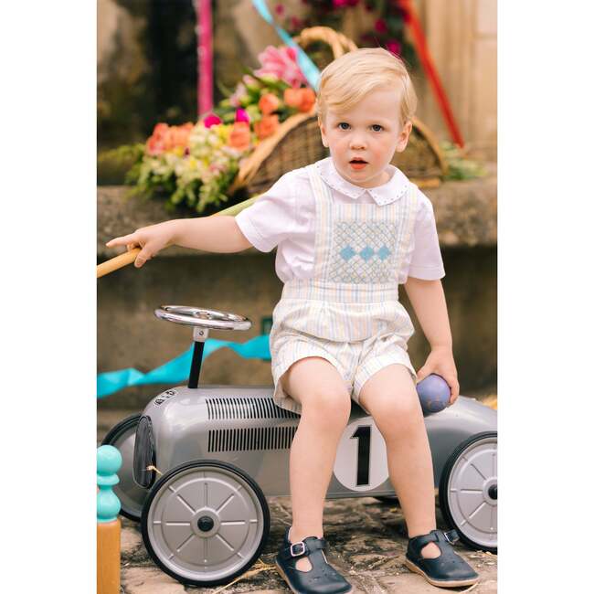 George Stripe Dungaree & Shirt, Blue - Mixed Apparel Set - 2
