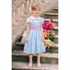 Cassis Short Sleeve Smocked Dress, Blue - Dresses - 2