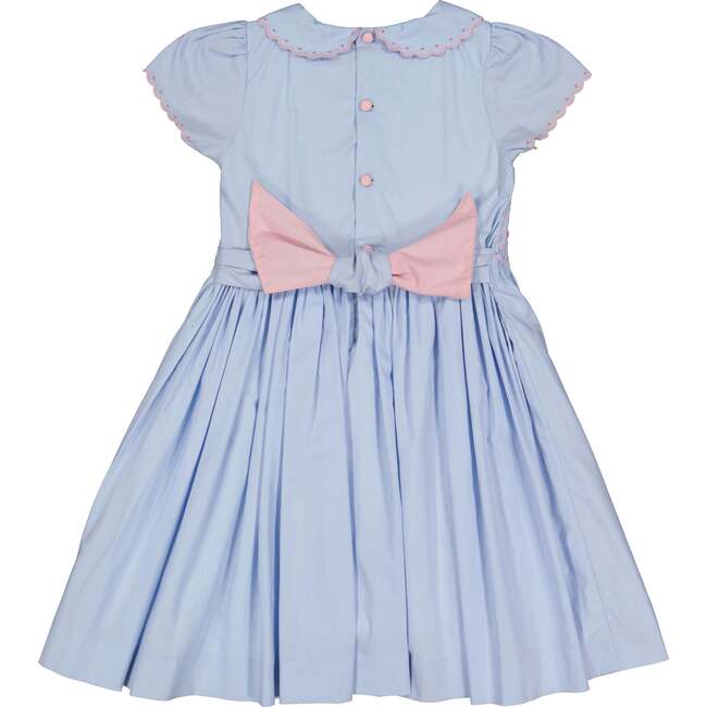 Cassis Short Sleeve Smocked Dress, Blue - Dresses - 5