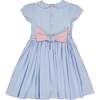 Cassis Short Sleeve Smocked Dress, Blue - Dresses - 5