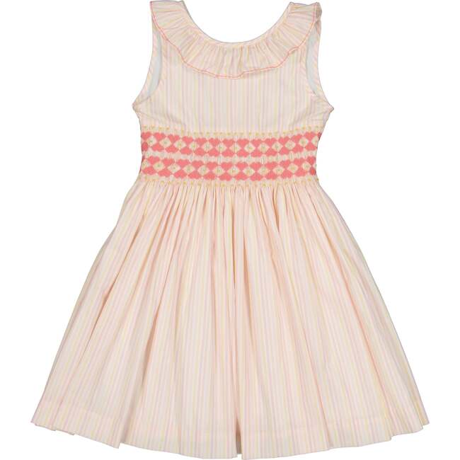 Capucine Stripe Sleeveless Smocked Dress, Pink