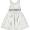 Capucine Stripe Sleeveless Smocked Dress, Blue - Dresses - 1 - thumbnail