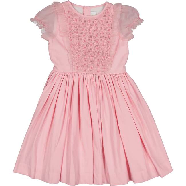 Camelia Organza Puff Sleeves Smocked Dress, Pink - Dresses - 1