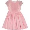 Camelia Organza Puff Sleeves Smocked Dress, Pink - Dresses - 1 - thumbnail