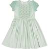 Camelia Organza Puff Sleeves Smocked Dress, Green - Dresses - 1 - thumbnail