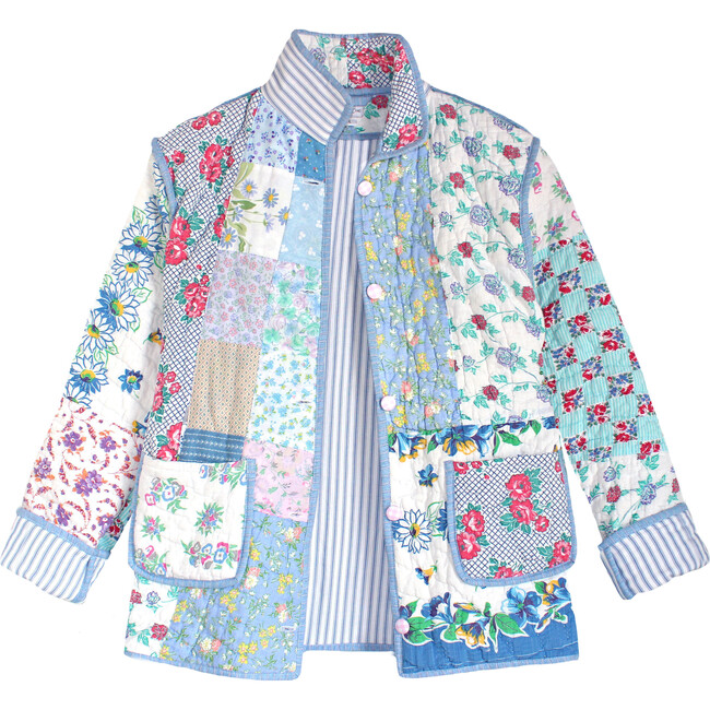 Women's Vintage Quilt Jacket, Cottage Florals - M/L