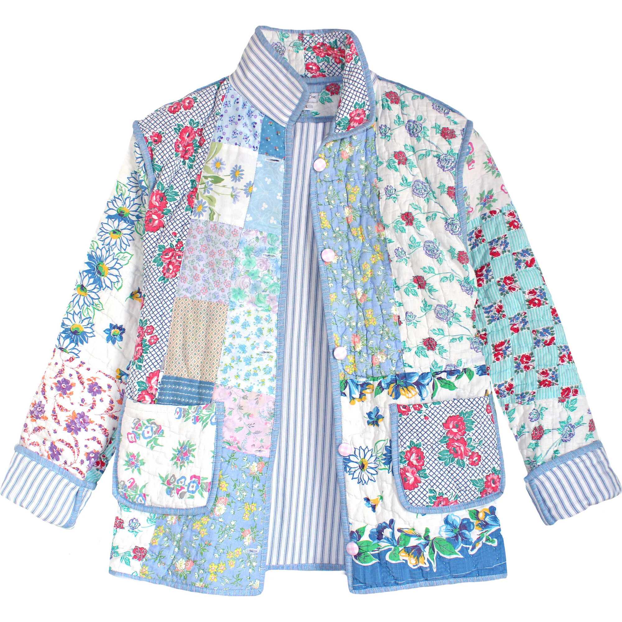 Women's Vintage Quilt Jacket, Cottage Florals - M/L - Jackets - 1