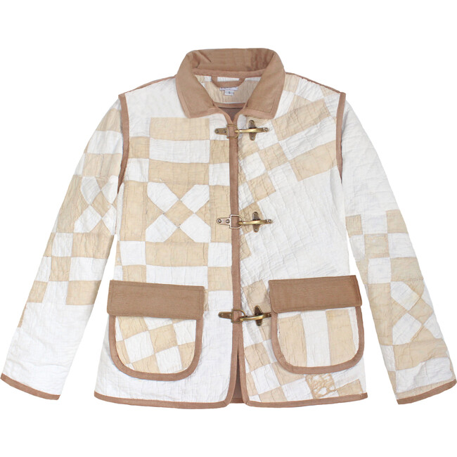 Women's Quilted Barn Jacket, Tan & White - XS