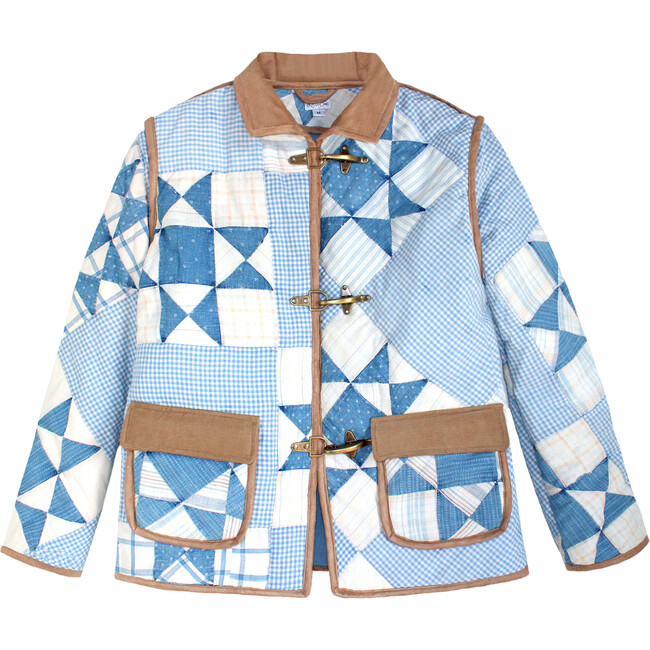 Women's Quilted Barn Jacket, Blue & White - S/M