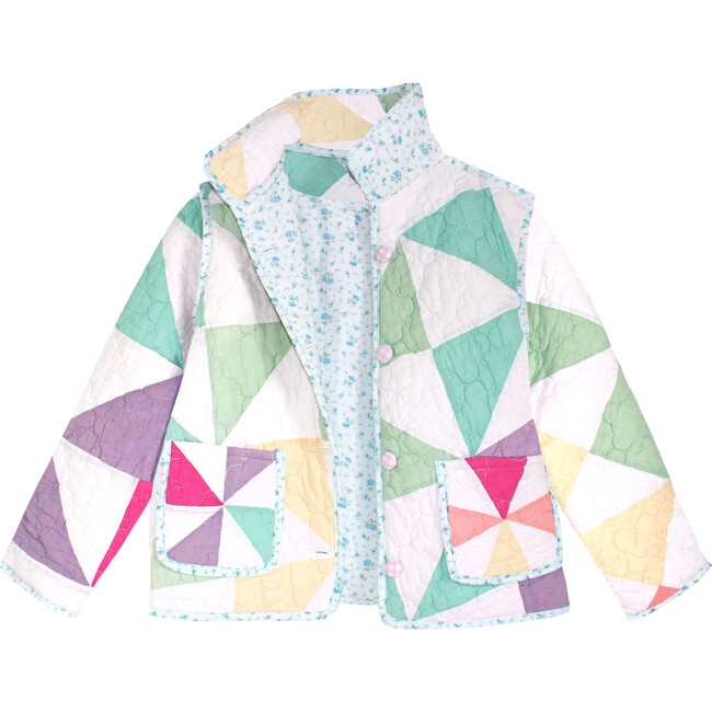 Kids Vintage Quilt Jacket, Rainbow Kaleidoscope - 10y