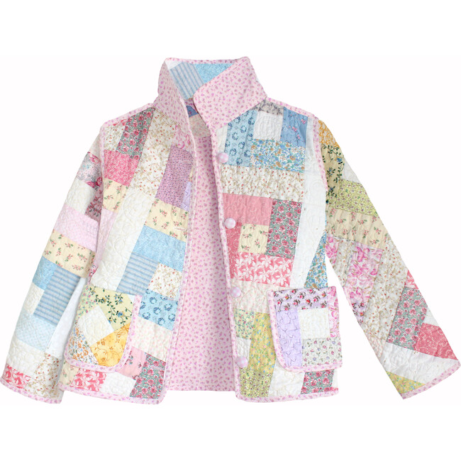 Kids Vintage Quilt Jacket, French Pastel Florals - 10y