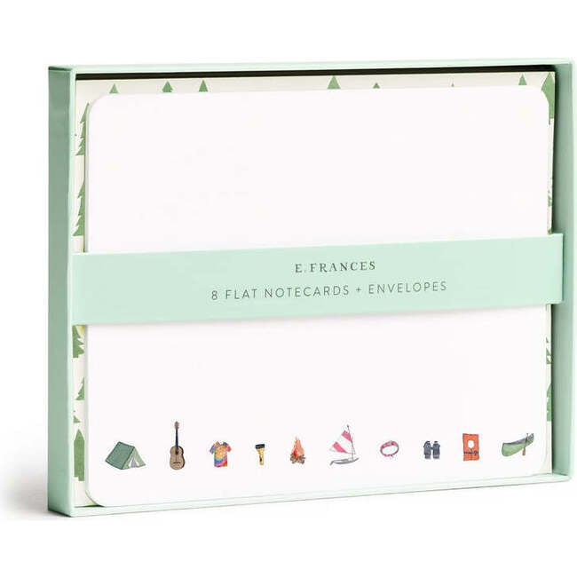 Set of 8 Flat Notecards, Camp