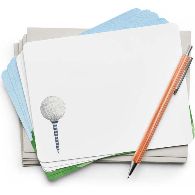 Set of 8 Flat Notecards, Golf Tee - Paper Goods - 2