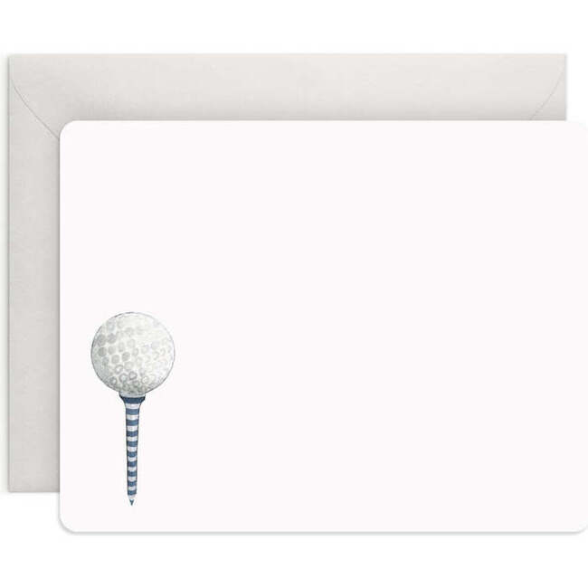 Set of 8 Flat Notecards, Golf Tee - Paper Goods - 3