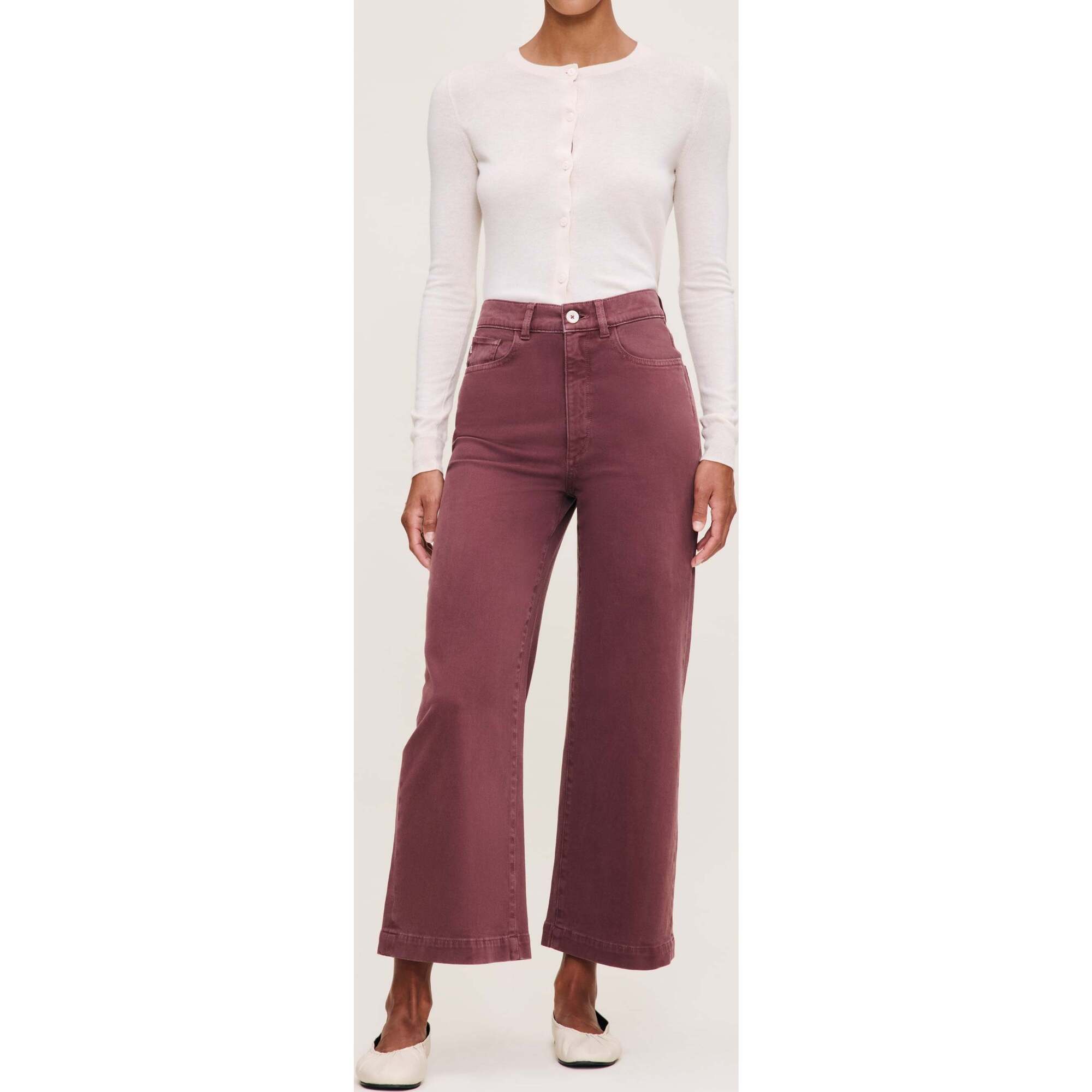 Hepburn Wide Leg High Rise Ankle, Dried Rose - Jeans - 1