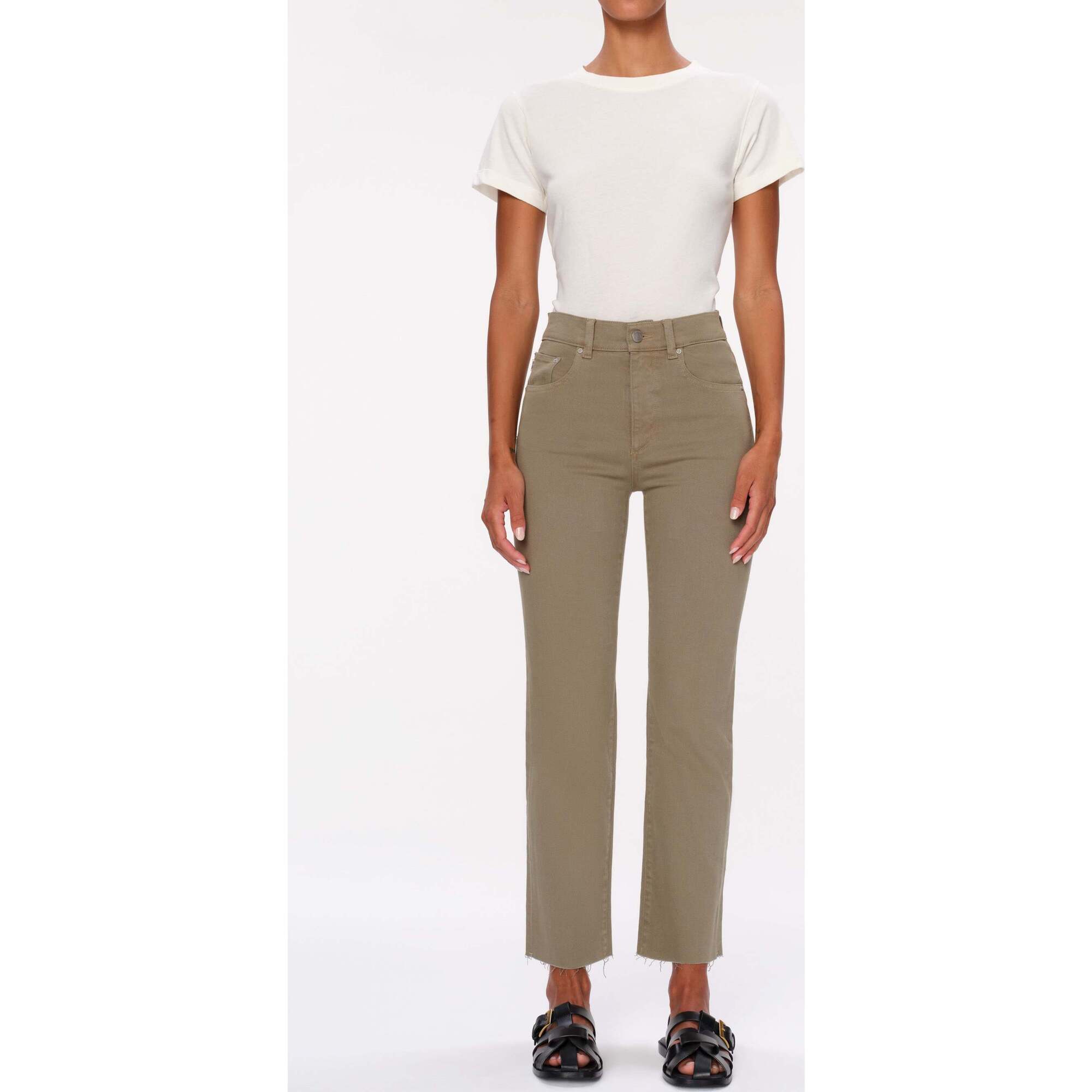 Patti Straight High Rise Ankle, Pale Green - Jeans - 1
