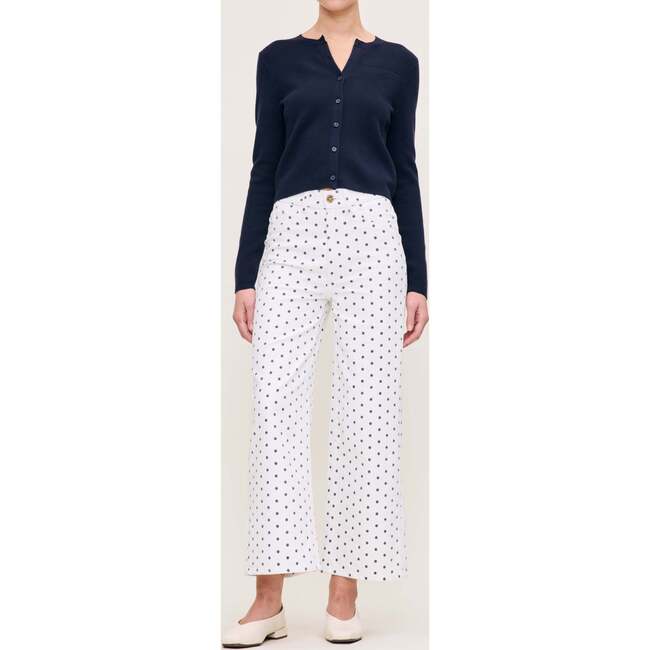 Hepburn Wide Leg High Rise Ankle, Marine Dots - Jeans - 4