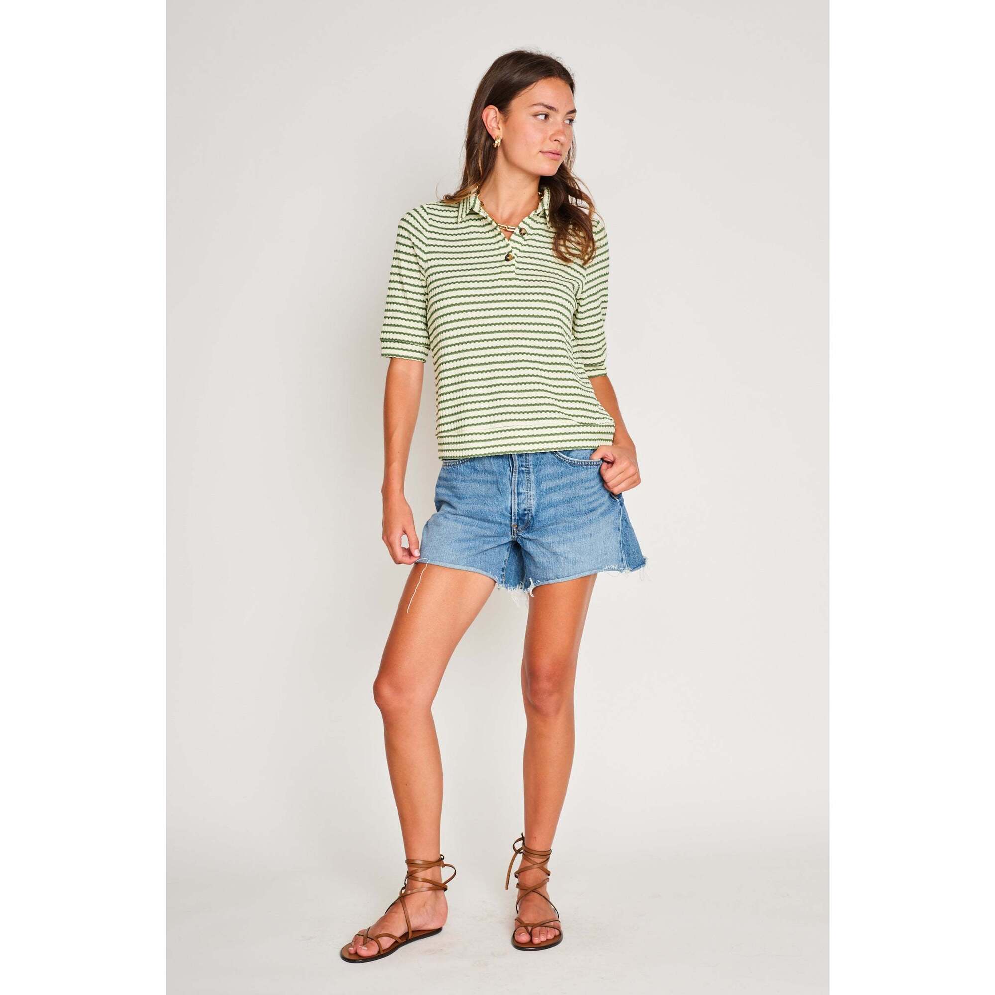Bastian Top, Pistachio Cream - Blouses - 1
