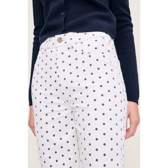 Hepburn Wide Leg High Rise Ankle, Marine Dots - Jeans - 6