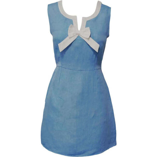 Women's Shift Dress in Blue Linen