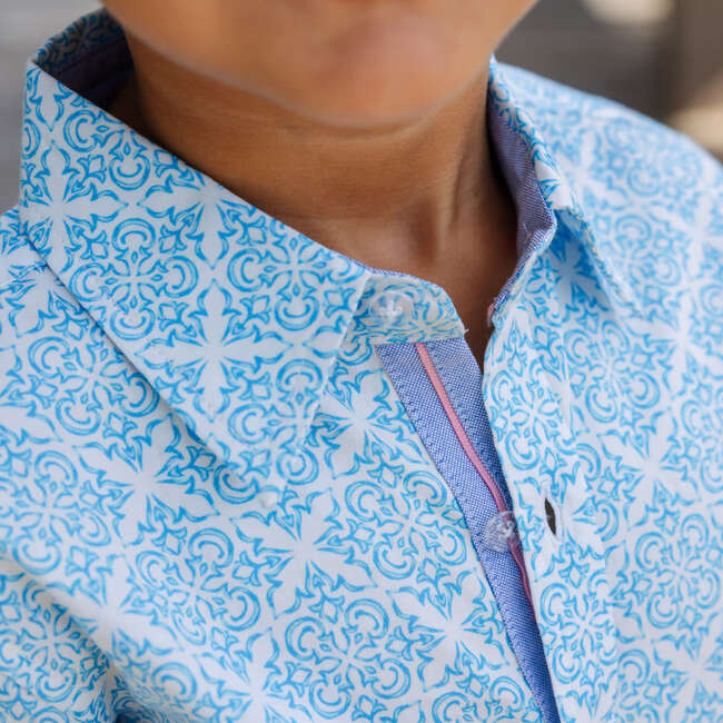 Geometric Print Shirt in Short Sleeves - Button Downs - 2