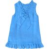 Blue Linen Shift Dress with Back Bow - Dresses - 1 - thumbnail