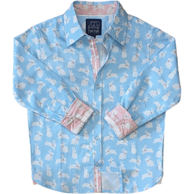 Bunnies in Blue Shirt in Long Sleeves - Button Downs - 1