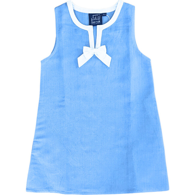 Blue Linen Shift Dress - Dresses - 1