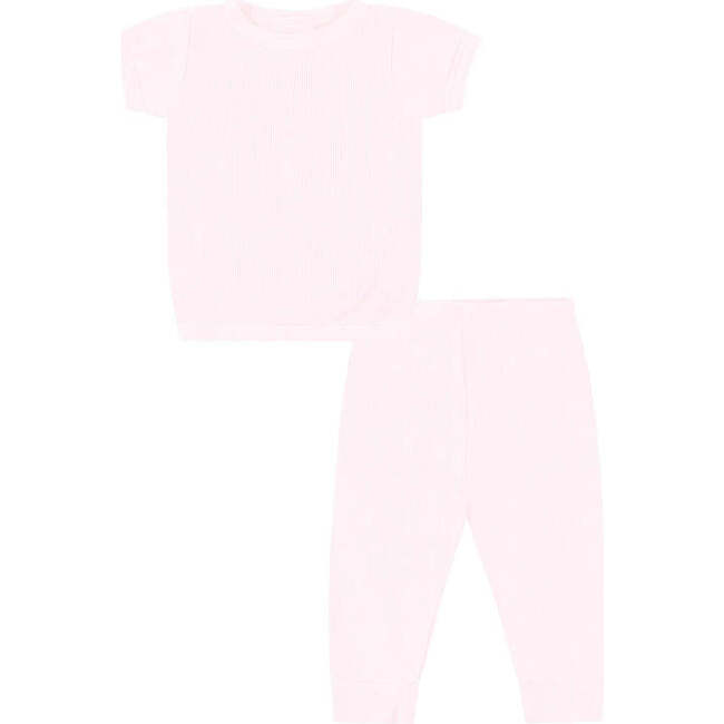 Eco-Ribbed 2x1 Tee and Legging Set, Pink