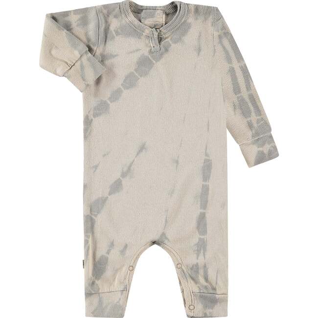 Eco-Tie Dye Ribbed 2x1 Romper, Grey - Rompers - 1