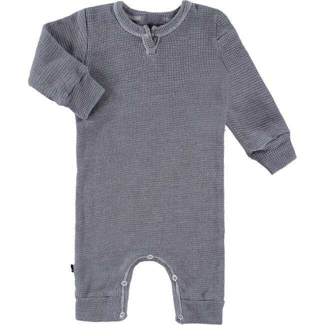 Eco-Thermal Henley Romper, Gray - Rompers - 1