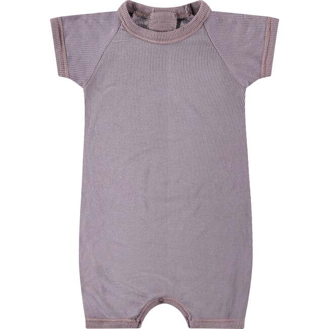 Eco-Ribbed 2x1 Shortall Onesie, Purple - Onesies - 1