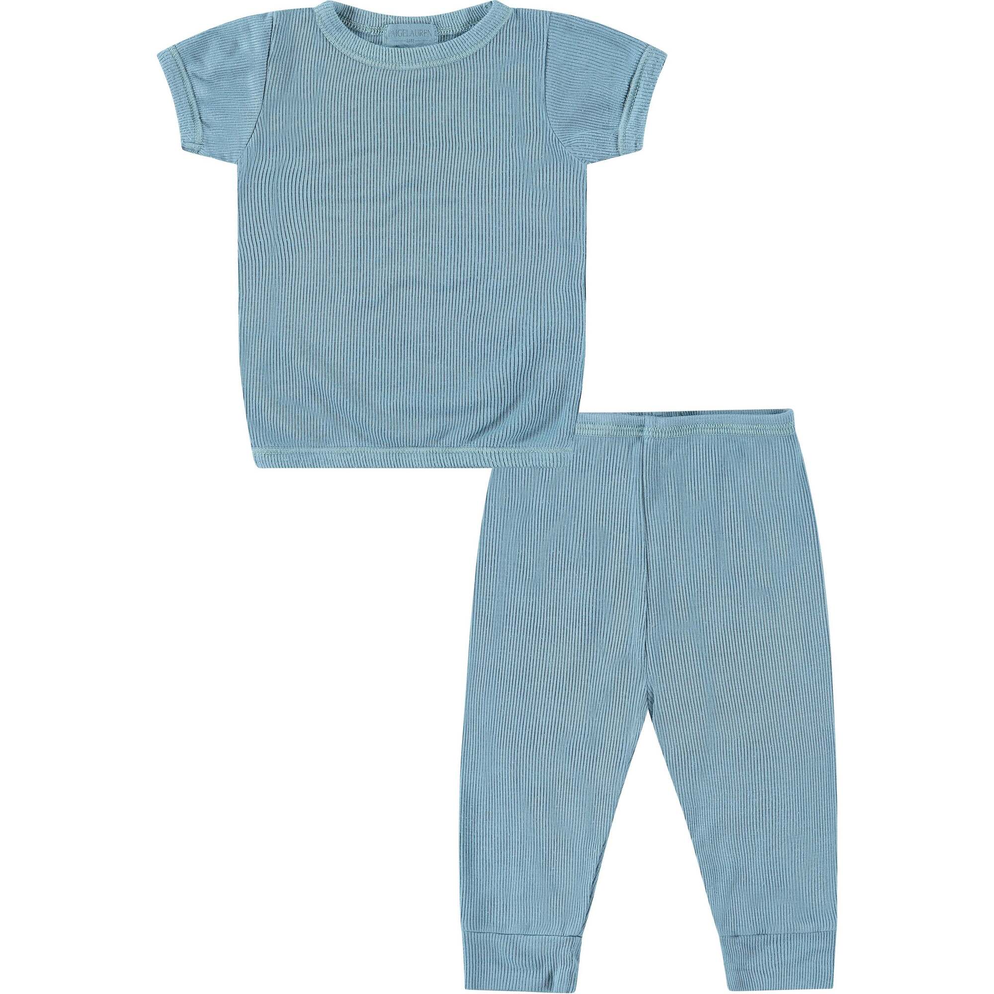 Eco-Ribbed 2x1 Tee and Legging Set, Blue - Mixed Apparel Set - 1