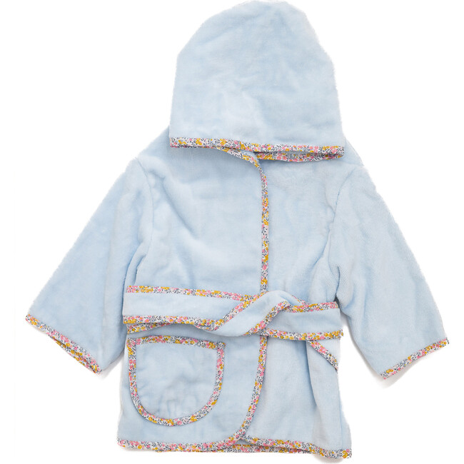 Custom Embroidered Floral Terry Velour Robe, Blue