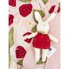 Strawberry Blanket Bunny Plush Toy Cream Overalls Gift Set Organic Cotton - Overalls - 2