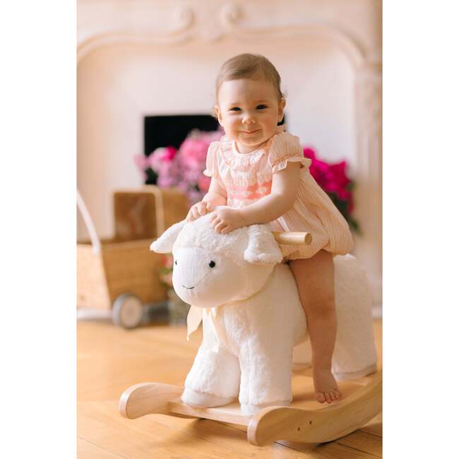 Capucine Stripe Sleeveless Smocked Romper, Pink - Rompers - 3