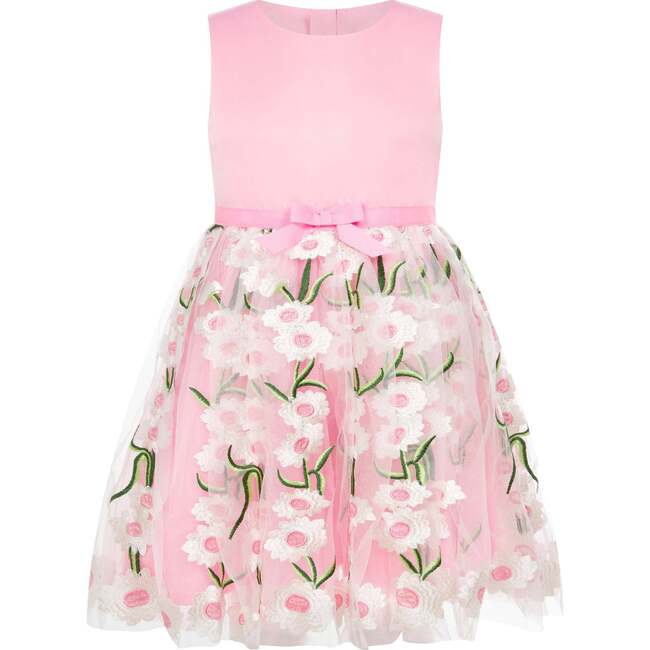 Margarita Embroidered Tulle And Satin Occasion Party Dress, Pink