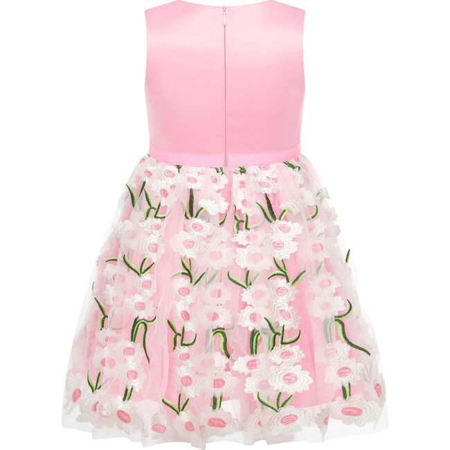 Margarita Embroidered Tulle And Satin Occasion Party Dress, Pink - Dresses - 2