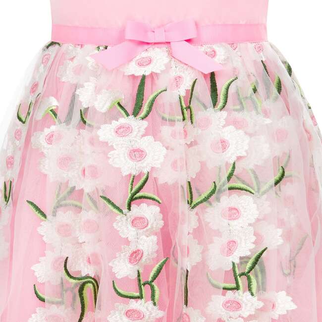 Margarita Embroidered Tulle And Satin Occasion Party Dress, Pink - Dresses - 3