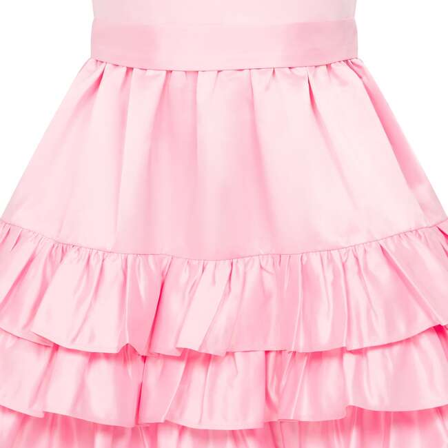 Arabella Frill Satin Girls Party Dress, Sugar Pink - Dresses - 4