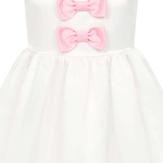 Joy Satin Bows Occasion Party Dress, White & Pink - Dresses - 4