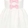 Joy Satin Bows Occasion Party Dress, White & Pink - Dresses - 4