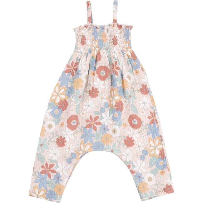 Tie Strap Smocked Romper, Tropical Retro Floral
