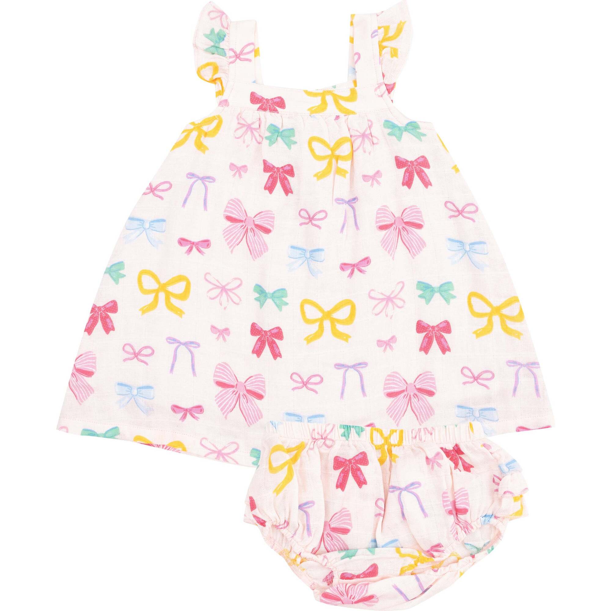 Sundress & Diaper Cover, Colorful Bows - Dresses - 1