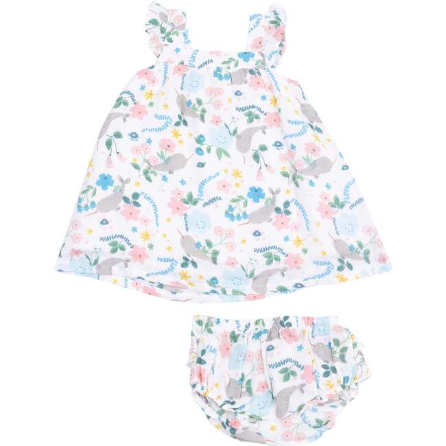 Sundress & Diaper Cover, Narwhal Floral
