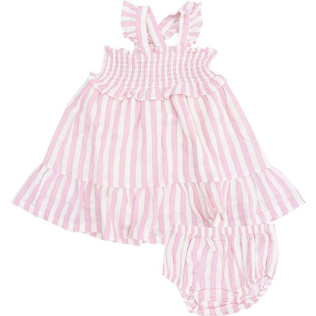 Smocked Ruffle Sundress & Diaper Cover, Candy Stripe