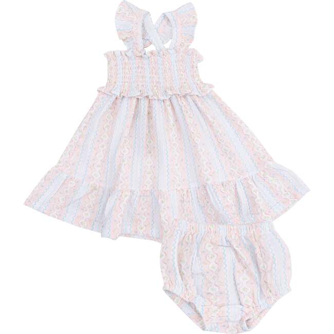 Smocked Ruffle Sundress & Diaper Cover, Ogee Floral