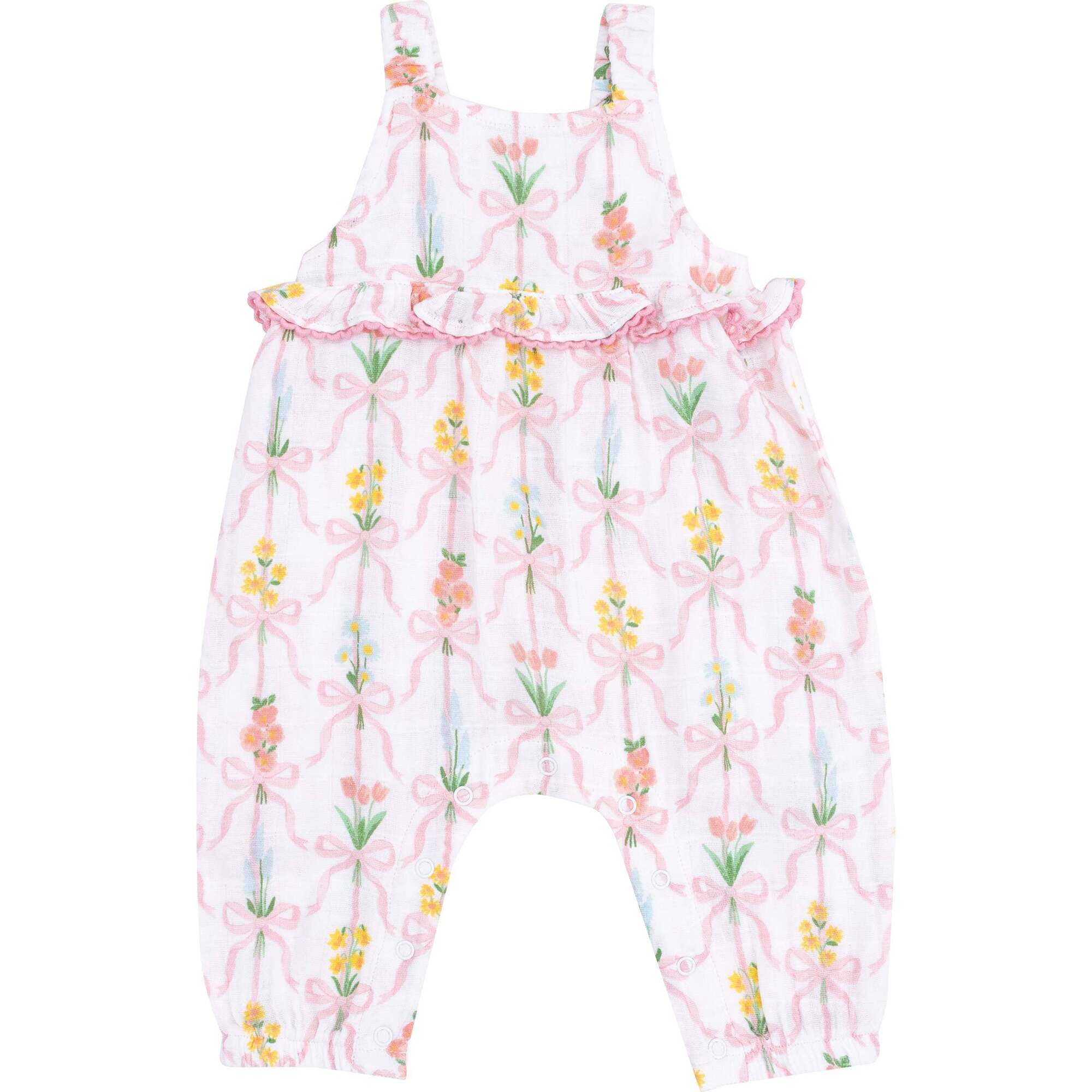 Ruffle Waist Romper, Ribbon Bouquets - Rompers - 1