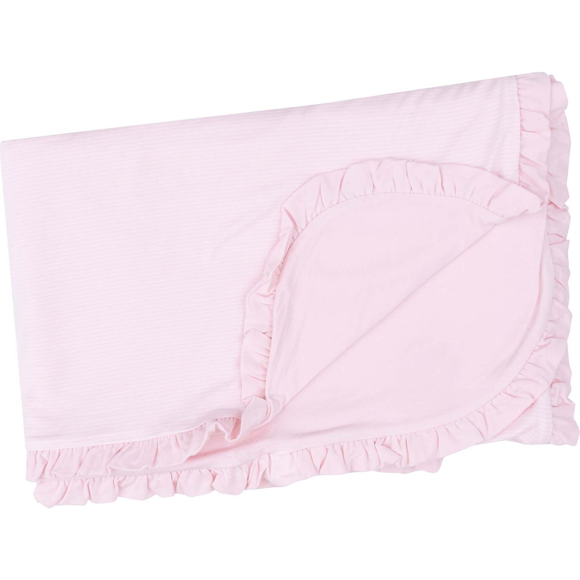Ruffle Receiving Blanket, Stripe Classic Pink - Blankets - 1